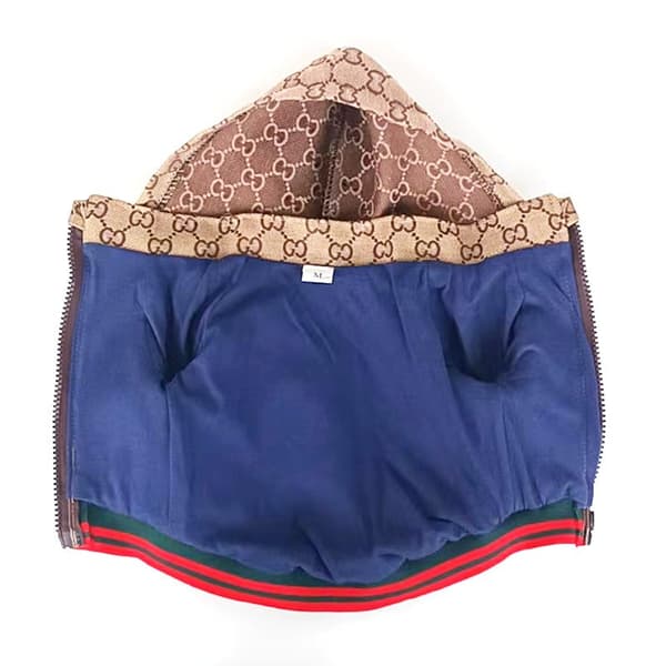 Hundjacka med dragkedja, khaki, dubbla lager polyester, vardagsplagg för alla årstider