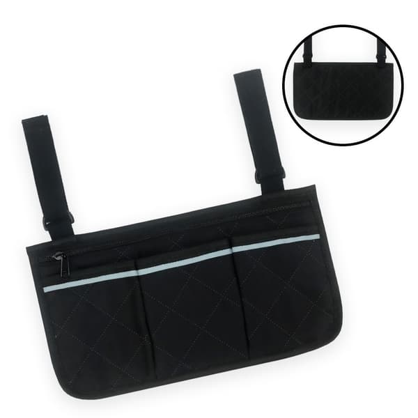 Opbevaringstaske til kørestol, sort, polyester, multi-lomme organizer til mobilitet Black