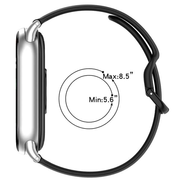 Silikonebånd kompatibelt med Xiaomi Mi Band 8/9, sort, blød behagelig rem med forbindelsesstift