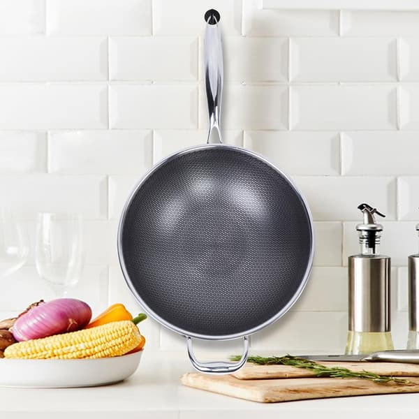 304 rustfrit stål nonstick stegepande, 32 cm, multifunktionel bage- og kogegryde