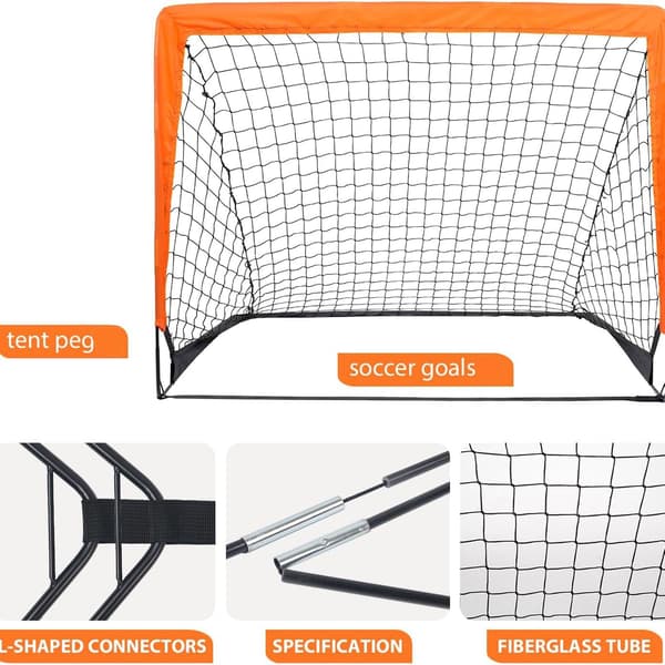 Bærbart fodboldmål til børn, foldbar træningsramme til udendørs baghave, orangerød, nem opsætning Orange red two pack