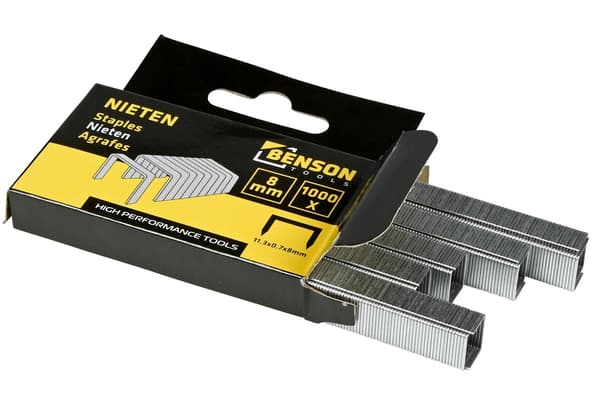 Hæfteklammer 8 mm x 0,7 mm, 1000-pak til hæftemaskine, kraftig
