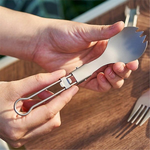 Titanium Foldbart Bestik Vandring Foldegaffel Ske Kniv