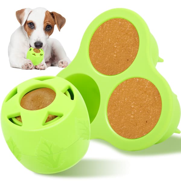Hundgodis-leksaksboll, gräsgrön, bitring i gummi och silikon för valpar