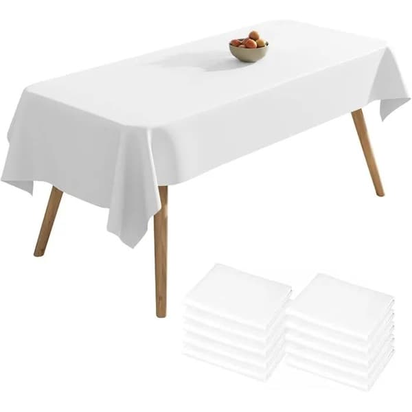 Engångsdukar i vitt papper 10-pack, 137x274cm, för födelsedagsfester