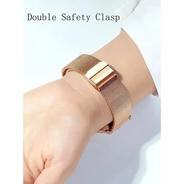 Dame kvarts analog klokke, tynn, vanntett, rustfritt stål armbånd