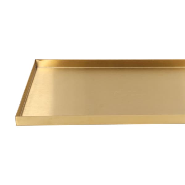 Guld Rektangulär Förvaringsbricka, Rostfritt Stål, Display för Kosmetika och Smycken, Modern Metall