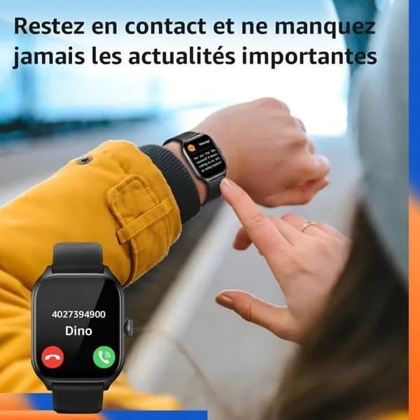 2,01\" Fuld Touch Smartwatch til Mænd og Kvinder, Bluetooth, Besvar-Ring, Notifikationer, Metalkabinet