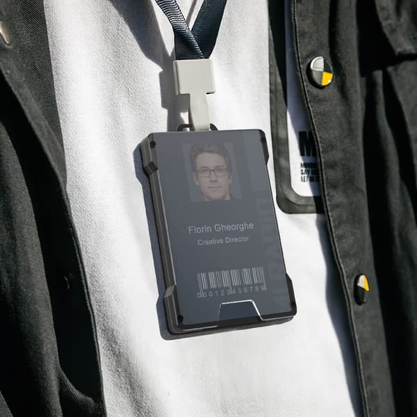 RFID-blokerende kortholder til 6 kort, ID-vindue, klips, sort, rustfrit stål