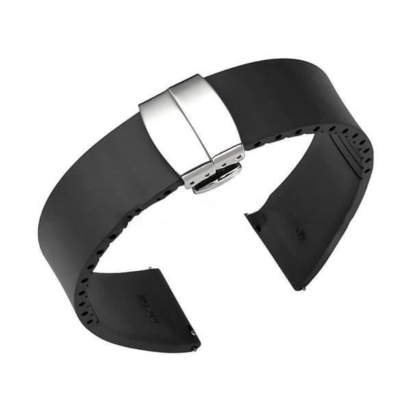 Klokkerem 19mm, Svart, Pustende Vanntett Fluoroelastomer, Hurtigutløser, Universell Passform