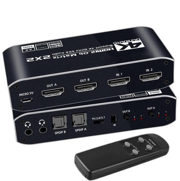 HDMI 2.0 Splitter 1x2 4K@60Hz Videodistributör Speglar Endast Stöder 1080p 3D och HDCP 1.4