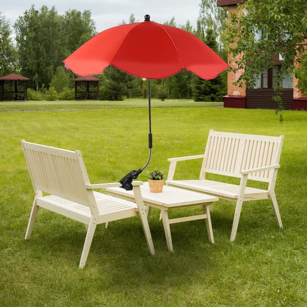 Bærbar stoleparaply med klemme, til terrassestole, sort