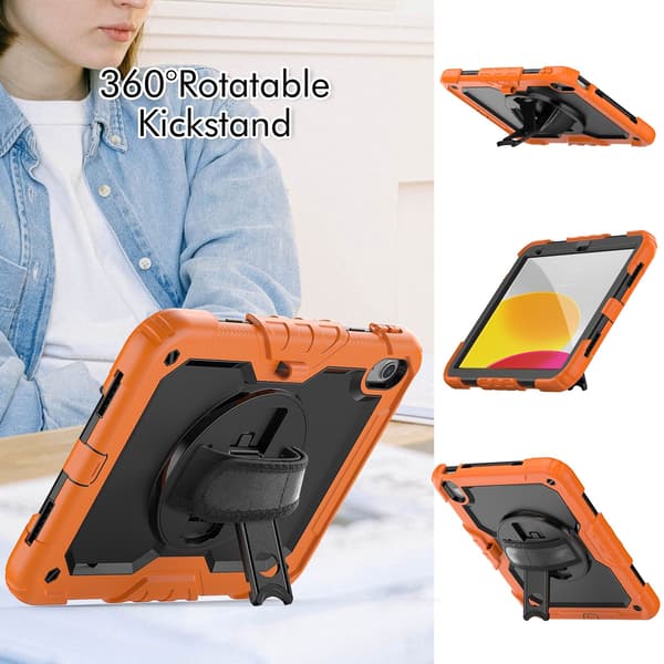 Fodral för iPad 10:e generationen 10.9\" 2022, Silikon + PC Helkroppsskydd, Orange