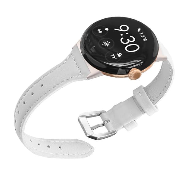 Ægte læderurrem til Google Pixel Watch 3 45mm, hvid, premium okselæder