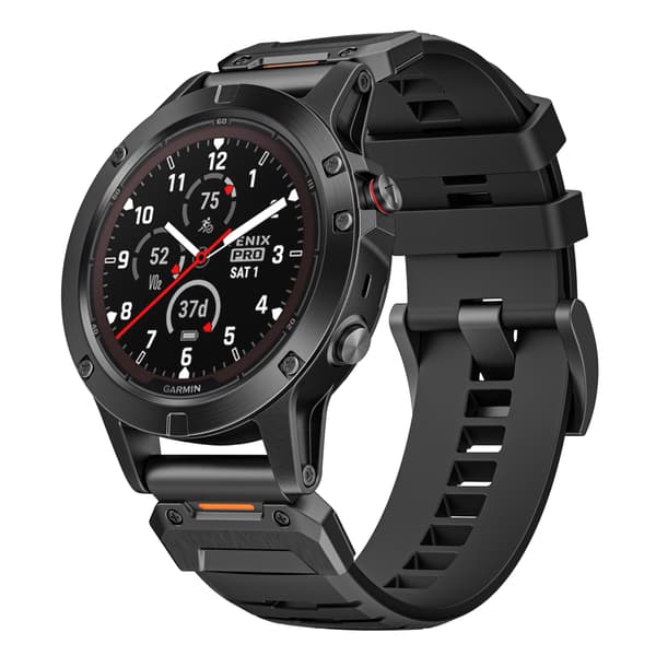 26 mm urrem til Garmin Fenix 3/5/5X/6X/7X, sort, fluoroelastomer, justerbar