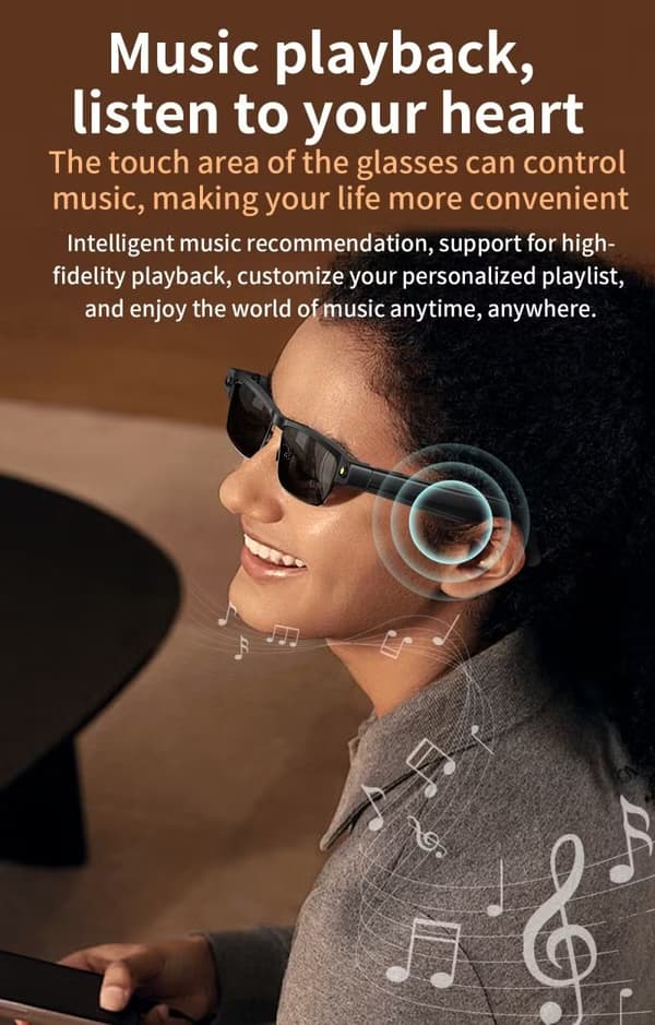 AI Smarta Glasögon L802, Chat GPT, Bluetooth 5.4, 800W Kamera, Svart