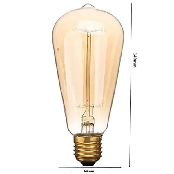 ST64 Retro Glødepære, E27, 60W, 220V, Varm Hvid, 6-pak