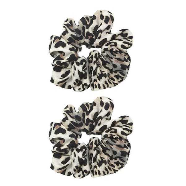 2 stk. Leopard Scrunchies Hårstrikk Hestehaleholder for Kvinner Light Leopard