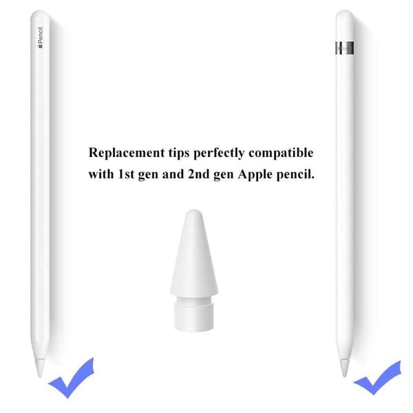 Ersättningsspets för Apple Pencil 1 & 2, vit, POM-material, 12x3mm