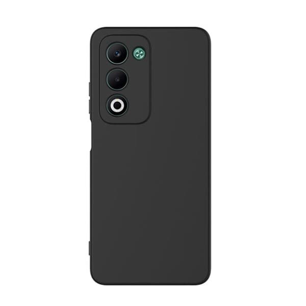 Hærdet glas-sæt med flydende silikonecover til Oppo A5 4G, sort