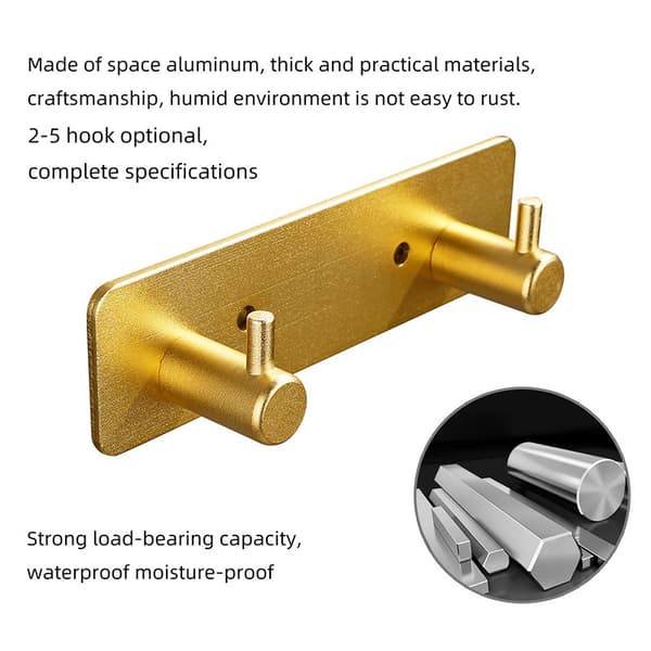Guld dobbeltkrog, selvklæbende eller boremontering, kraftig aluminiumslegering, til badeværelse og køkken
