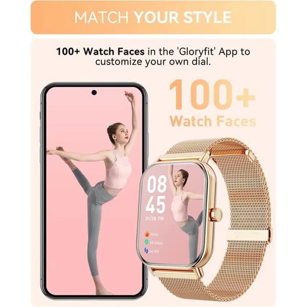 Smartwatch med Bluetooth-samtal, 1,85\" skärm, puls, SpO2, sömnspårning, stegräknare