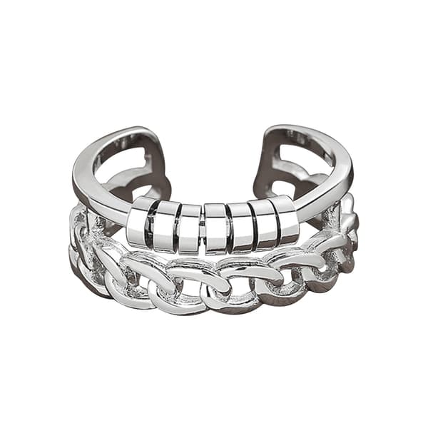 Justerbar antistressring med roterande ringar, silver, koppar, 8 mm