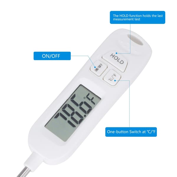 Digitalt BBQ Termometer, Lang Probe i Rustfrit Stål, Elektronisk Madlavningstermometer