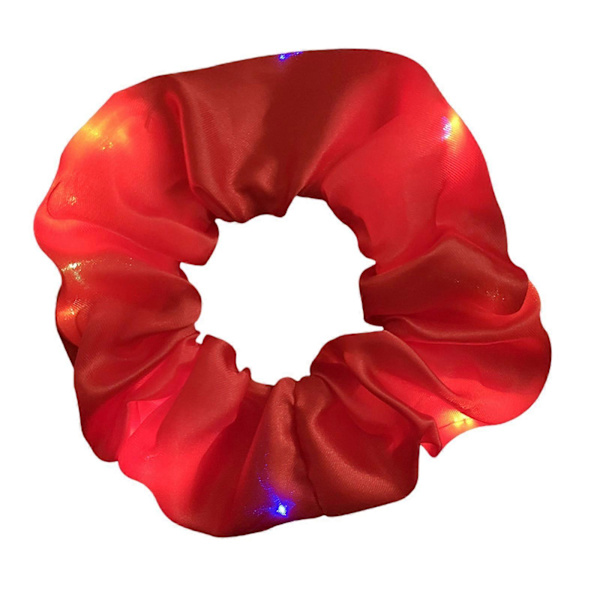 LED Lys Hår Elastikker satin og Hårbånd Hårringe Lysende Hestehale Red