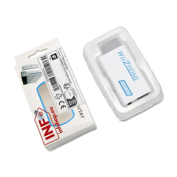 HDMI-adapter for Nintendo Wii, 1080p Full HD, hvit, Plug & Play White