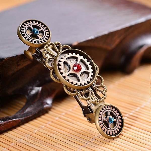 Glitrende Krystal Steampunk Gear Hårklemme Sæt 5 Pcs
