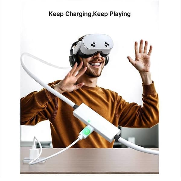 USB3.2 Gen1 VR Link-kabel med lys USB til C opladning, afspilning, dataoverførselskabel 5 Gbps til Meta Quest 3/3S/Pico 4