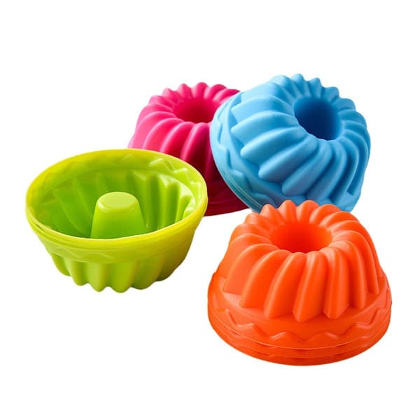 Silikone Græskar Krus Kageform, 12-dele, Mini Chiffon Bagekop, Rund, Ovnfast
