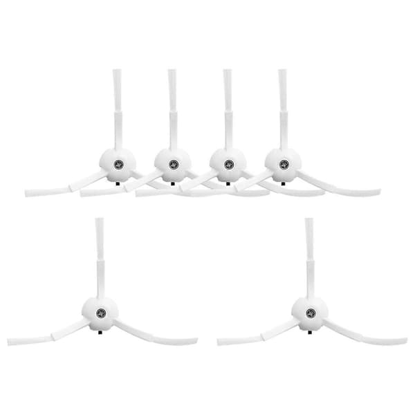 6 stk. sidebørsteerstatning for S6 Pure S5 Max S4 E4 E20 E25 E35 C10 S50 S51 robotstøvsugerdel white