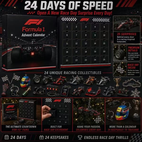 F1 Adventskalender, Racerbil Blind Box, PVC Nedtællingsgave