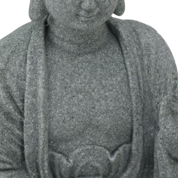 Grön sandsten Buddha-staty, sittande buddhistisk figurprydnad för vardagsrum och innergård