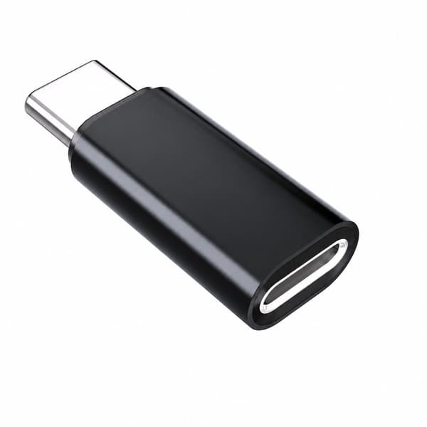 Lightning hunn til USB-C hann-adapter, kompatibel med iPhone 15, svart, aluminiumslegering