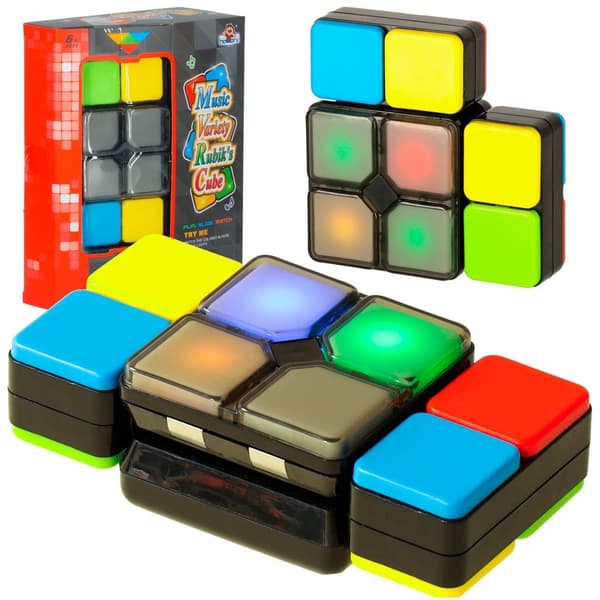 LED Pusselkub Arkadspel, Bärbart Elektronikspel, 4 Spel, Plast, 6+