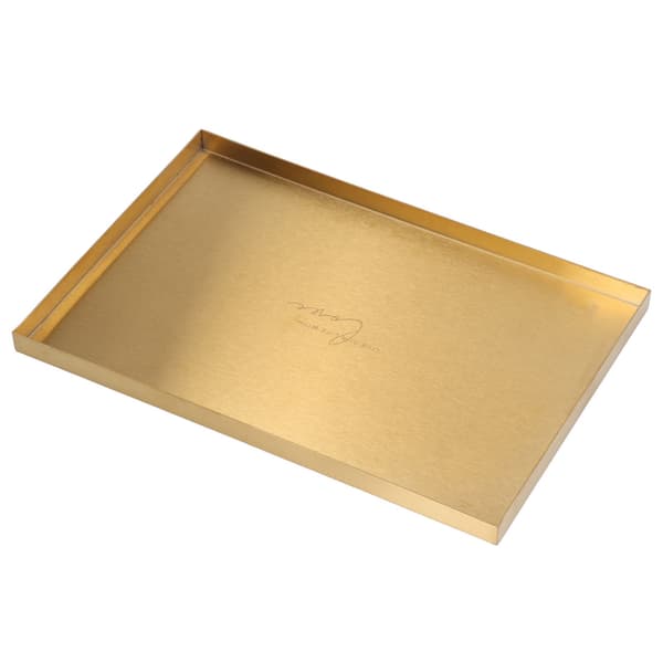 Guld Rektangulær Opbevaringsbakke, Rustfrit Stål, Kosmetik Smykkeudstilling, Moderne Metal
