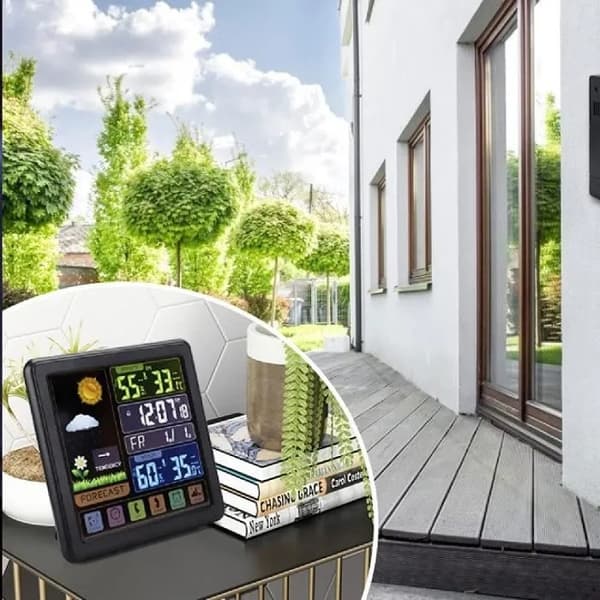 Trådløs værstasjon med utendørssensor, berøringsskjerm, barometer, alarm