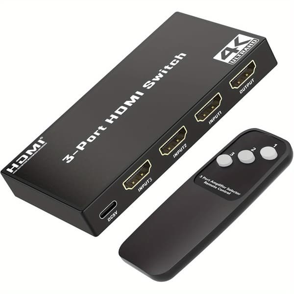 4K HDMI-växlare 3 in 1 ut, 3x1 HDMI-switchomvandlare för PS5, 4K@30Hz, ABS