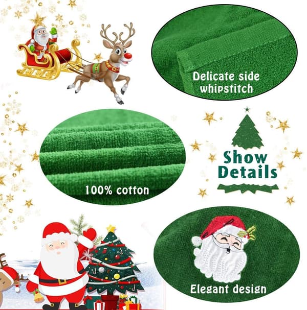 Julhanddukar 46 cm x 30 cm, 3-pack kökshanddukar i bomull, broderad juldesign