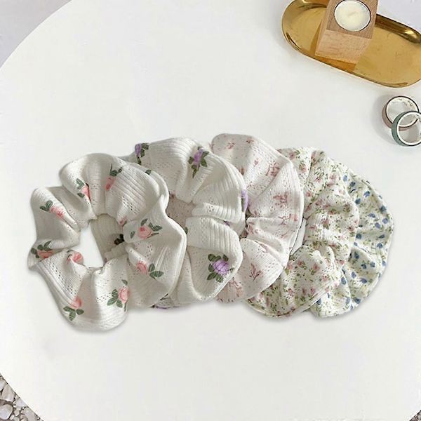 Store Hårelastikker Elastiske Hårbånd Hestehaleholder Slips Tilbehør til 5PCS White