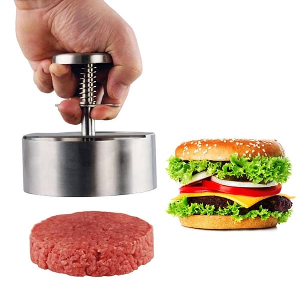 304 rustfrit stål burgerpresse, 1 stk, hvid, køkkenredskab