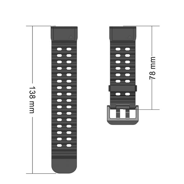Silikoneurrem til Garmin Fenix 5x/6x/7X/8 51mm, Sort, 26mm