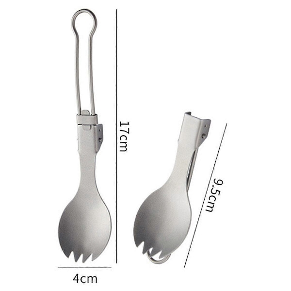 Titanium Foldbart Bestik Vandring Foldegaffel Ske Kniv