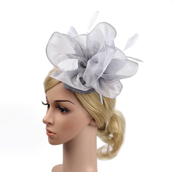 Bryllupsfascinator Hatt Dame Fjær Blomst Hårbånd Kirkete Selskap Hodeplagg D