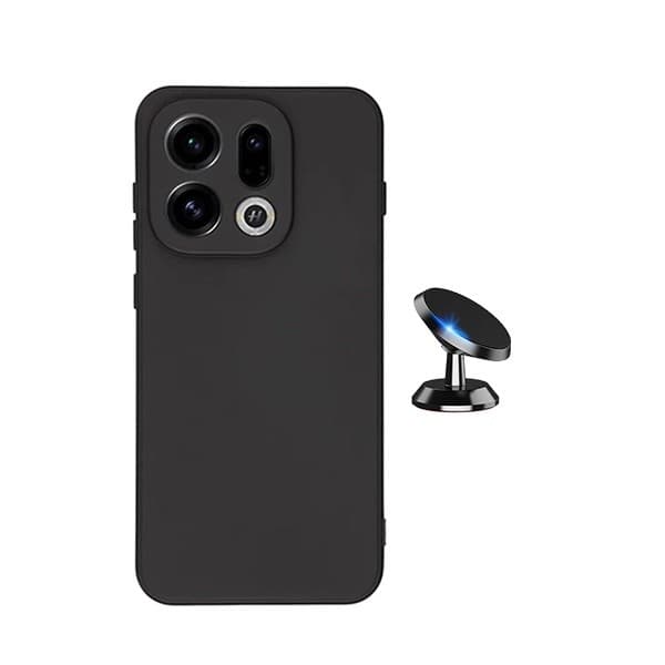 Magnetisk monteringssæt med flydende silikonecover til Oppo Find X9, sort