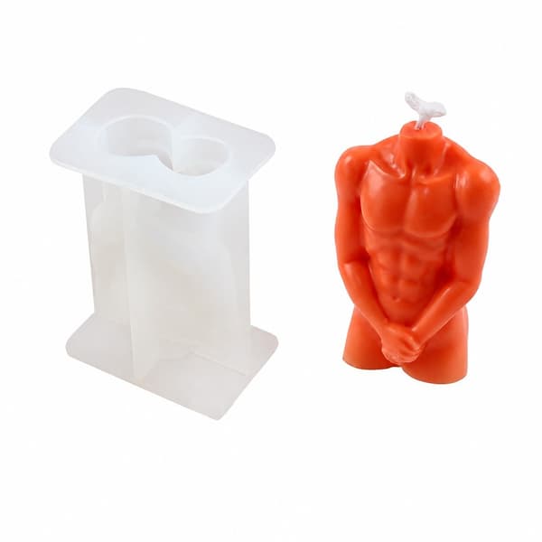 3D silikonform for lystøping, harpiksstøping, menneskekroppsform, DIY-håndverk, sjenert mann