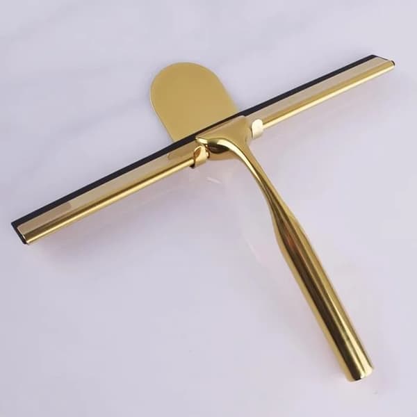 Guld rustfrit stål bruseskraber, 25 cm, silikoneblad, til badeværelsesglas